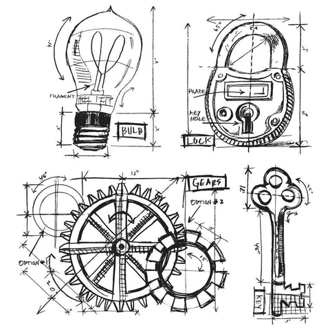 Tim Holtz Stampers Anonymous - INDUSTRIAL BLUEPRINT